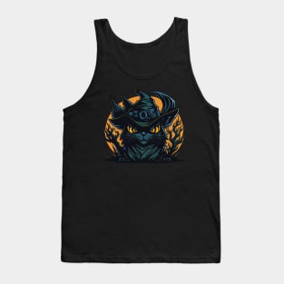 Scary Black Cat Witch Tank Top